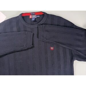 Chaps Ralph Lauren Hand Framed 100% Cotton Crew Neck Navy Ribbed Sweater Mens XL
